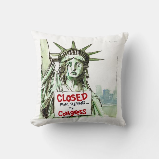 Coussin décoratif triste/fun Lady Liberty fermée (Recto)