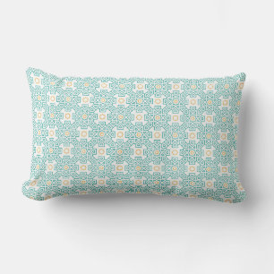 Coussin décoratif turquoise et or arabesque jeté