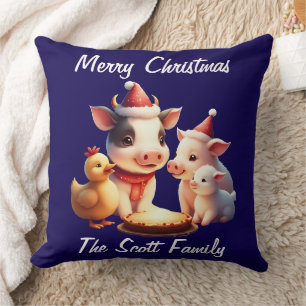 Coussin décoratif vache, agneau, cochon et poulet