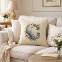Coussin décoratif vintage à monogramme C motif bot