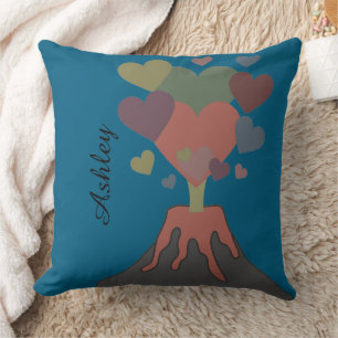 Coussin décoratif volcan coeur avec nom personnali
