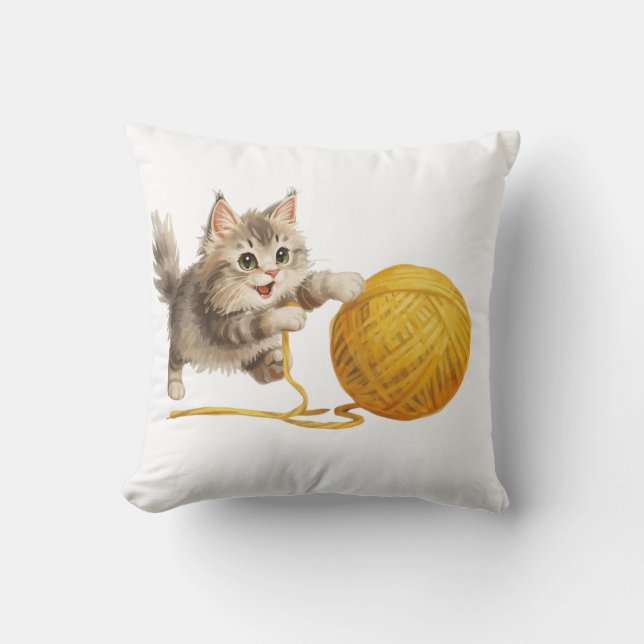 Coussin DécoratifJoli Petit Chat Roux avec une Pel (Recto)