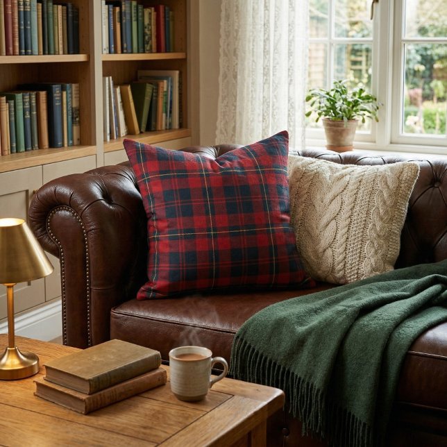 Coussin Décoration Cabine Chic : Tartan à carreaux rouge e (Créateur téléchargé)