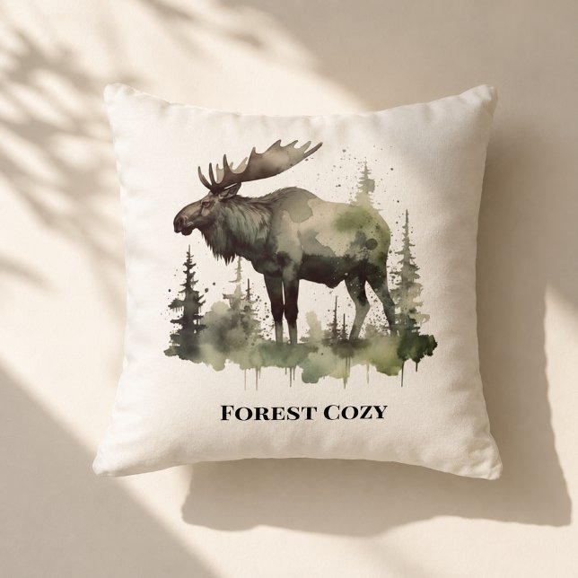 Coussin Décoration de cabane Rustic Moose Art personnalisé (Créateur téléchargé)