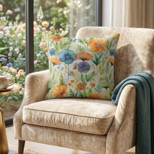 Coussin Décoration de campagne française fleurs sauvages a