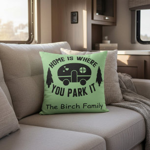 Coussin Décoration de camping personnalisée au nom de fami