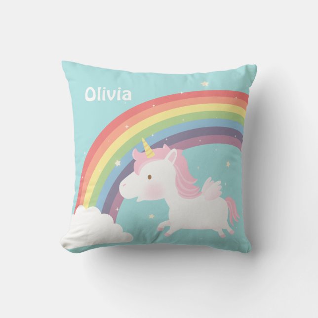 Coussin Décoration de chambre de fille licorne volante mig (Recto)