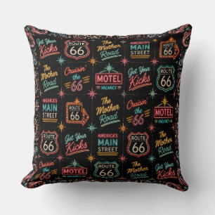 Coussin Décoration de chambre de motel Neon Route 66