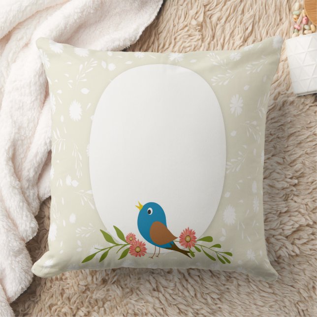 Coussin Décoration de chambre d'enfants oiseau bleu pastel (Couverture)