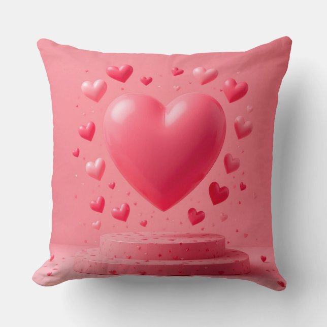 Coussin 💗 Décoration de chambre en forme de cœur rose bri (Recto)