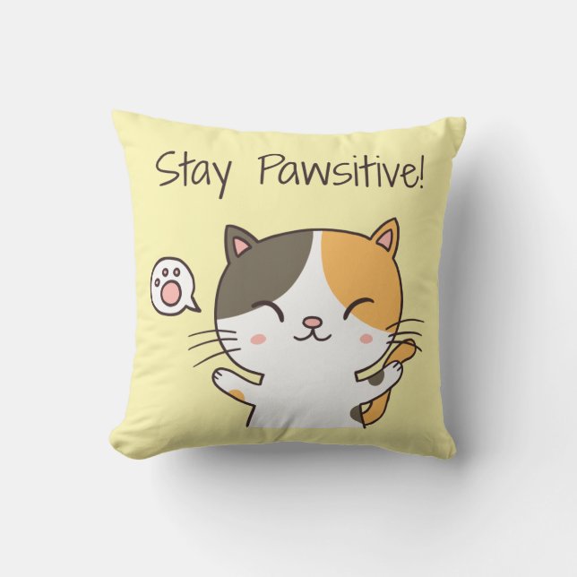 Coussin Décoration de chambre pour chat mignon restez posi (Recto)