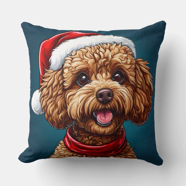 Coussin 🎄 Décoration de chiot de Noël pour l'amant de chi (Recto)