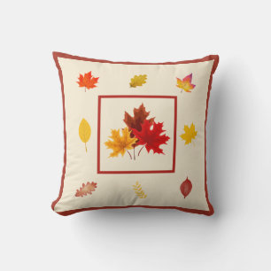 Coussin Décoration de ferme automnale - Dessin de feuilles