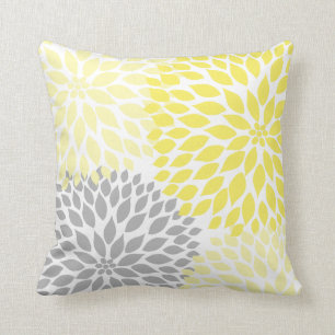 Coussin Décoration de la maison de Dahlia gris jaune