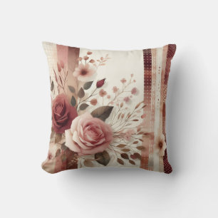 Coussin Décoration de maison Cottagecore aux roses pastel