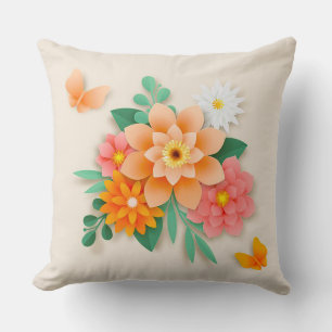 Coussin Décoration de maison en papier 3D à motif floral m