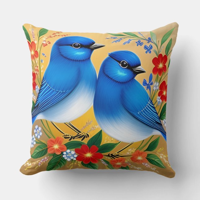 Coussin 🌸 Décoration de Maison Florale et Naturelle Blue  (Recto)