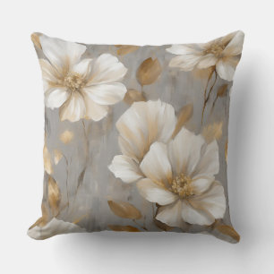 Coussin Décoration de maison florale grise or blanc