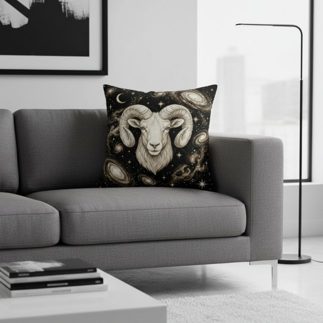 Coussin Décoration de maison Galaxy Bélier Zodiaque Célest (Créateur téléchargé)