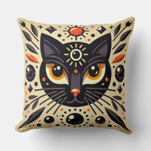 Coussin Décoration de maison Lueur Céleste Chat Noir Mysti