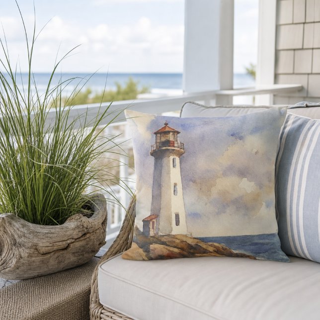 Coussin Décoration de maison nautique de phare côtier  (Créateur téléchargé)