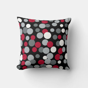Coussin Décoration de maison rouge rétro et noir points Pi
