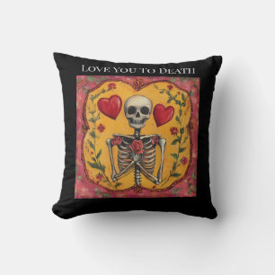 Coussin Décoration de mariage romantique squelette gothiqu