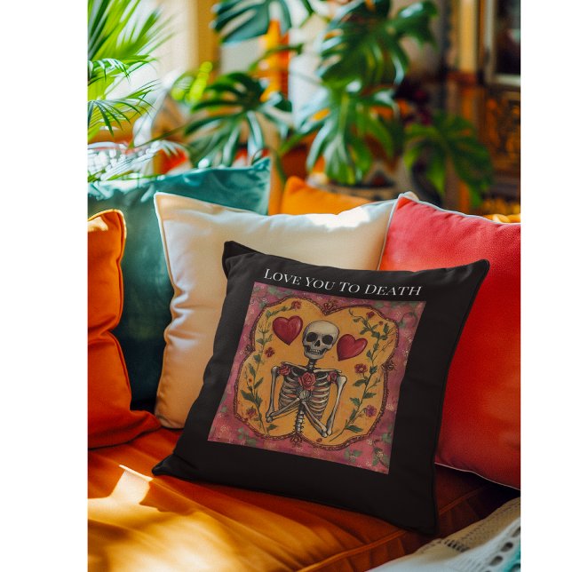 Coussin Décoration de mariage romantique squelette gothiqu (Créateur téléchargé)