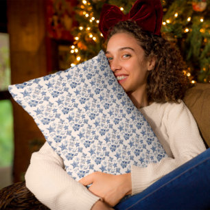 Coussin Décoration de Noël en bleu de Delft