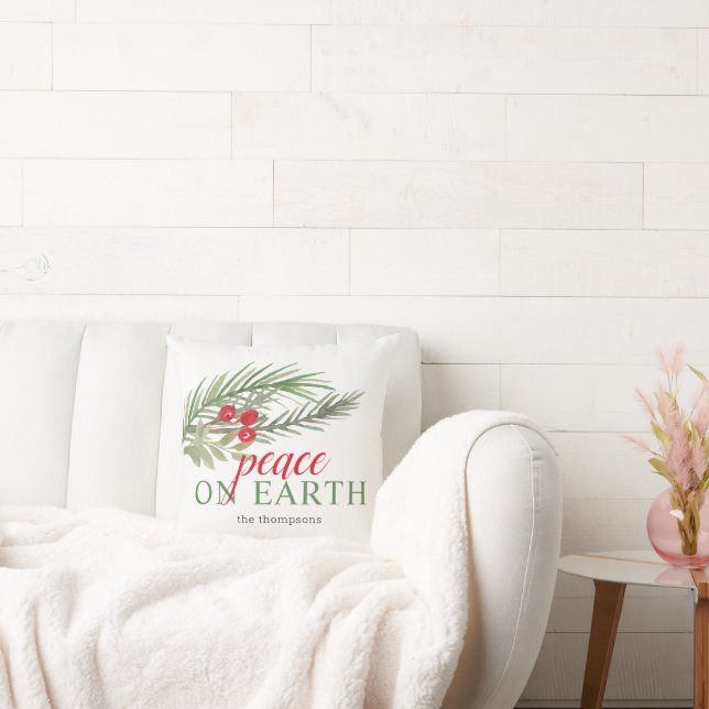Coussin Décoration de Noël festive de verdure Paix sur Ter (Canapé)