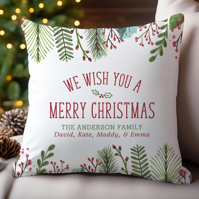Coussin Décoration de Noël personnalisée à l'aquarelle (Créateur téléchargé)