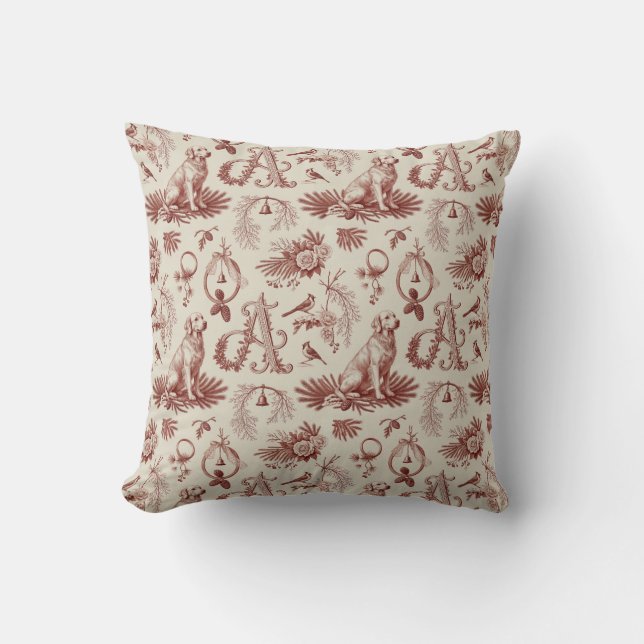 Coussin Décoration de Noël pour maison avec Golden Retriev (Recto)
