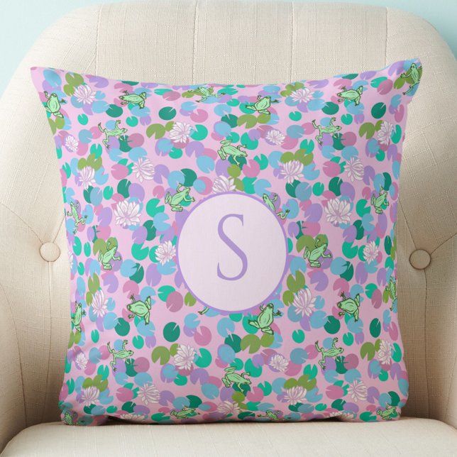 Coussin Décoration de nurserie de bébé fille grenouille ro (Créateur téléchargé)