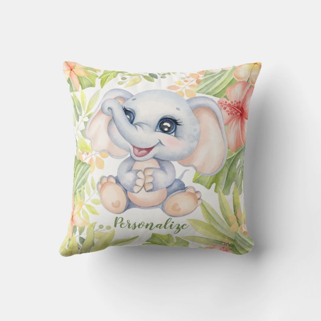 Coussin Décoration de nurserie éléphant bébé mignon (Verso)
