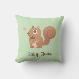 Coussin Décoration de nurserie pour bébé écureuil mignon a