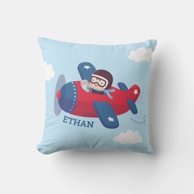 Coussin Décoration de nurserie pour bébé garçon aviateur m (Recto)