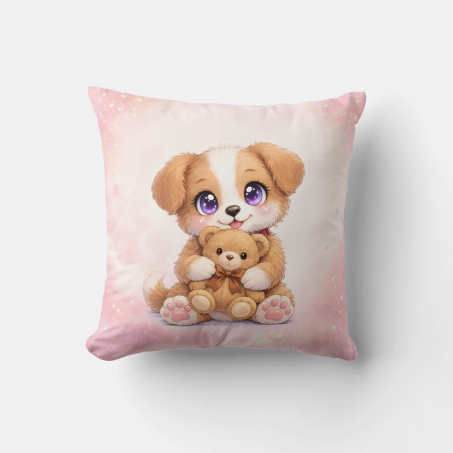 Coussin Décoration de nurserie pour chiots adorable (Recto)