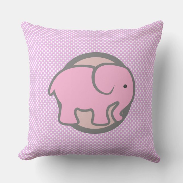 Coussin Décoration de nursery mignonne Éléphant rose motif (Recto)