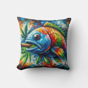 Coussin Décoration de poissons abstraits colorés
