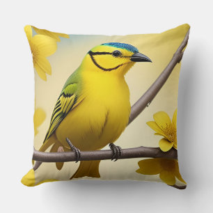 Coussin 🌿 Décoration d'intérieur de la branche Yellow Bir