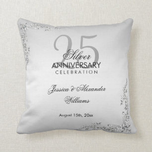 Coussin Décoration élégante en argent 25e anniversaire Mar