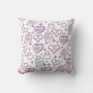 Coussin Décoration Halloween Fantôme Rose Violet Tendance