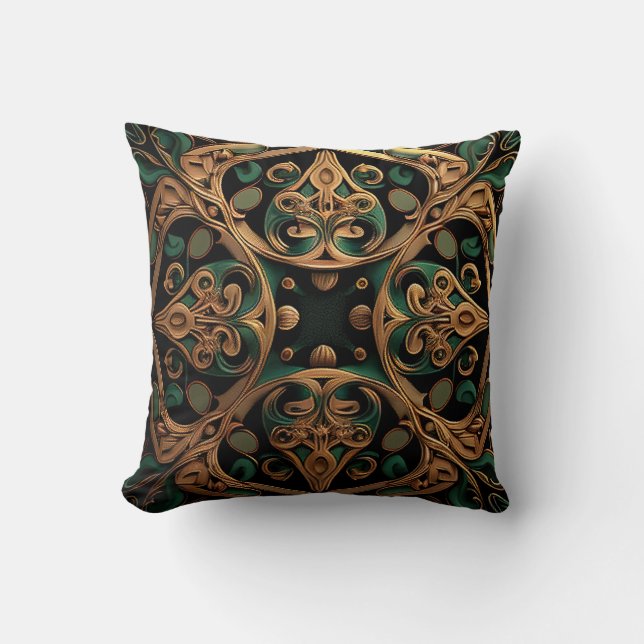 Coussin Décoration Motif en bronze vert (Recto)