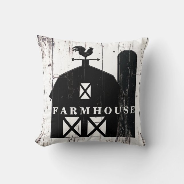 Coussin Décoration murale de ferme rustique en bois blanc  (Recto)