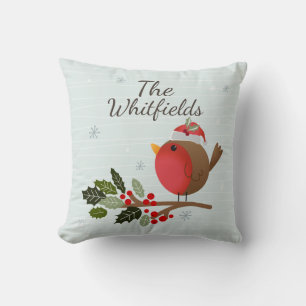 Coussin Décoration personnalisée de Noël Robin Gui