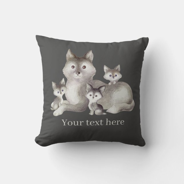Coussin décoration pour les amateurs de loups mignons Orei (Recto)
