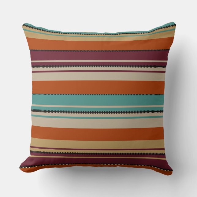 Coussin Décoration Sud-Ouest Teintes d'automne Rayures  (Recto)