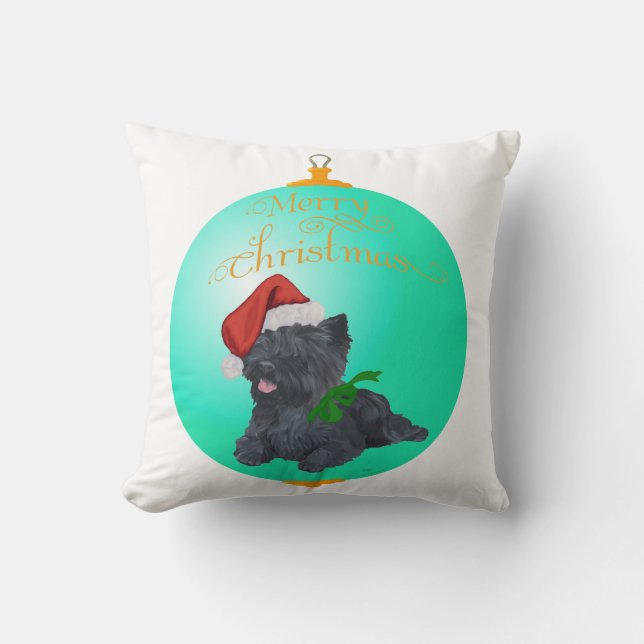 Coussin Décorations de Noël de Terrier Cairn (Recto)