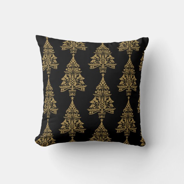 Coussin Décorations scandinaves nordiques d'arbres de Noël (Recto)