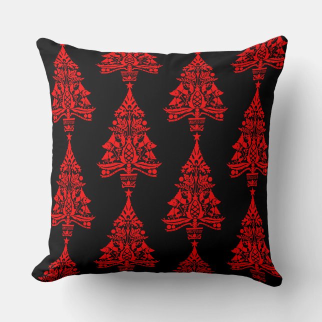 Coussin Décorations scandinaves nordiques d'arbres de Noël (Recto)